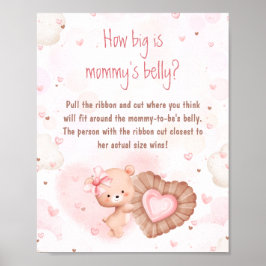 Rosa Baby Shower Hur Stor Är Mammans Mage Poster