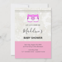 Rosa Baby Shower Inbjudan – Anpassad Baby Girl