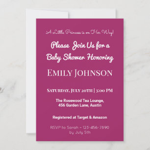  Rosa Baby Shower-inbjudan för en flicka Inbjudningar