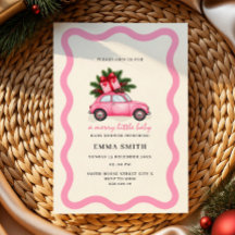 Rosa baby shower-inbjudan för en liten flicka