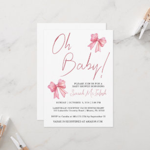Rosa baby shower-inbjudan med rosett inbjudningar