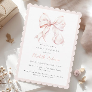 Rosa baby shower-inbjudan med rosett inbjudningar