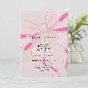Rosa baby shower-inbjudan med rosett inbjudningar