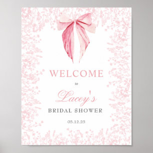 rosa baby shower-inbjudan med rosett poster