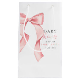 Rosa baby shower-inbjudan med rosett, Rosa Coquett