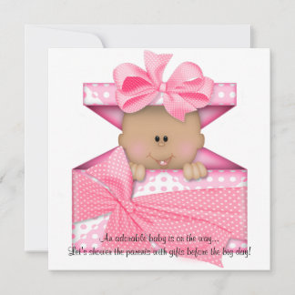 Rosa Baby Shower-inbjudan till afrikansk amerikan Inbjudningar
