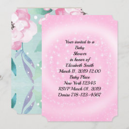 Rosa Baby Shower Inbjudningar