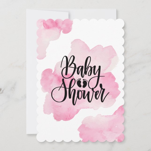 Rosa Baby Shower Inbjudningar (Framsida)