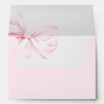 Rosa baby shower-kuvert med rosett