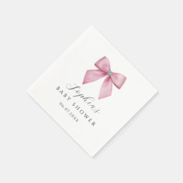 Rosa baby shower med rosett pappersservett