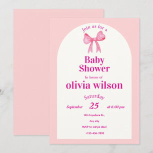 Rosa baby shower med snygg banderoll. inbjudningar