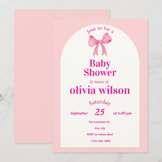 Rosa baby shower med snygg banderoll. inbjudningar