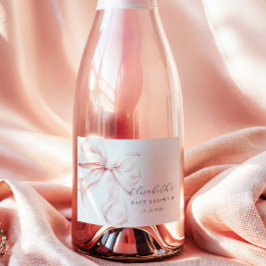 Rosa baby shower mini-champagne-etiketter med rose