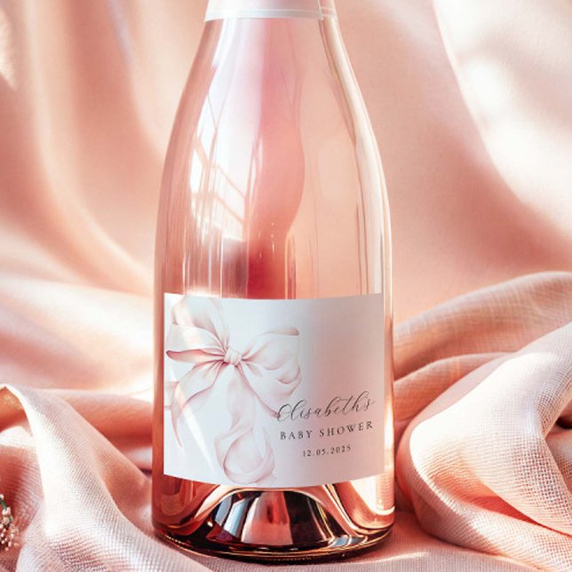 Rosa baby shower mini-champagne-etiketter med rose (Skapare uppladdad)