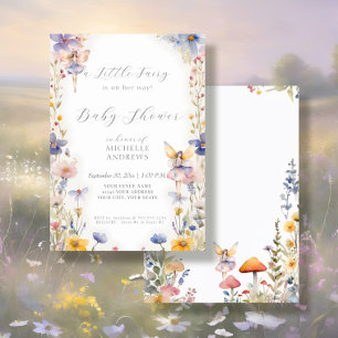 Rosa Baby Shower of Fairy Wildblomma Inbjudningar
