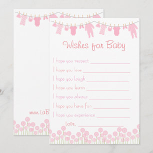 Rosa Baby Shower Önskemål för Baby-spel Inbjudningar
