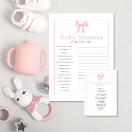 Rosa Baby Shower Ordspridning Svar Blad – Utskrift Brevhuvud
