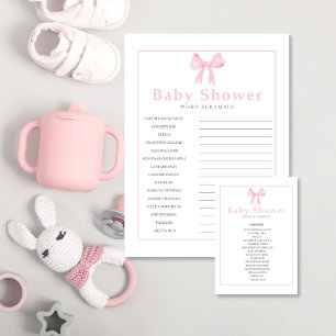 Rosa Baby Shower Ordspridning Svar Blad – Utskrift Brevhuvud