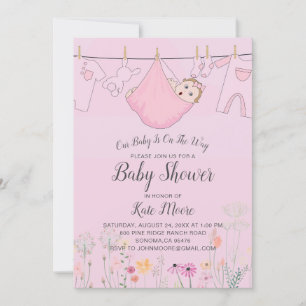 Rosa Baby Shower Paket Baby Inbjudningar