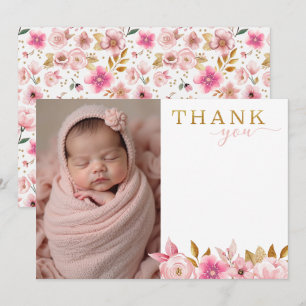 Rosa Baby Shower Photo tackto You Card Tack Kort