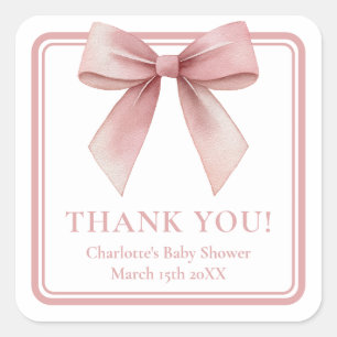 Rosa baby shower-present gåvoms tack-klistermärken fyrkantigt klistermärke