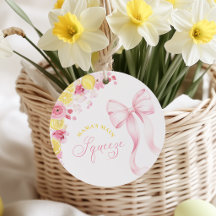 Rosa baby shower-presentkort med citrondesign