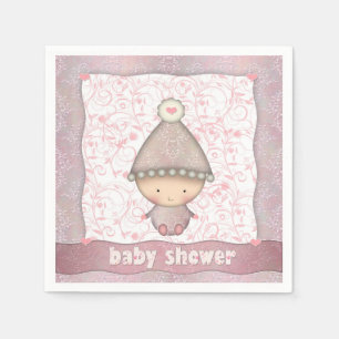Rosa baby shower servetter för flickor