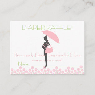 Rosa Baby Shower Silhouette Diaper Raffle Biljett Tilläggskort