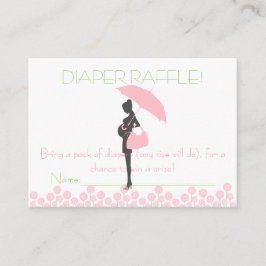 Rosa Baby Shower Silhouette Diaper Raffle Biljett Tilläggskort
