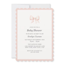 Rosa baby shower-sköld med rosett Vacker scallop