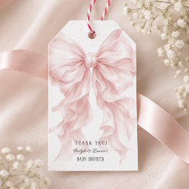 Rosa baby shower tack för present presentetikett