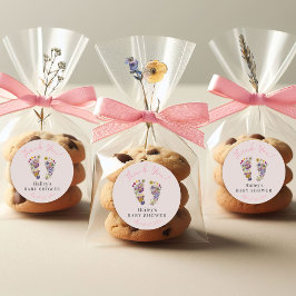 Rosa Baby Shower Tack för Wildblommor Runt Klistermärke