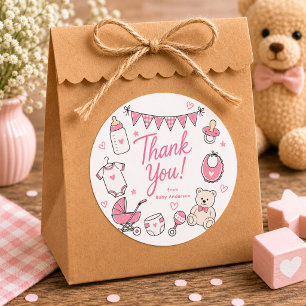 Rosa Baby Shower Tack-sigill Runt Klistermärke