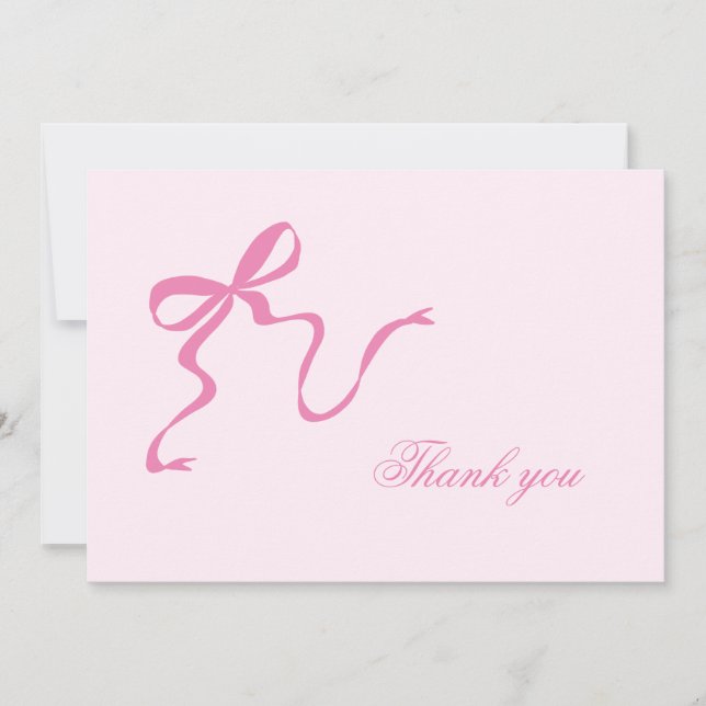 Rosa baby shower tackkort med rosett tack kort (Framsida)