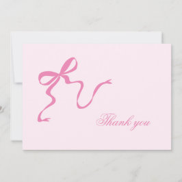 Rosa baby shower tackkort med rosett tack kort