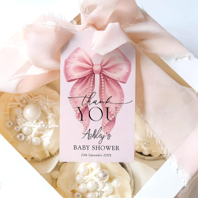 Rosa Baby Shower Tacksamhetspresent till Flickebar Presentetikett (Skapare uppladdad)