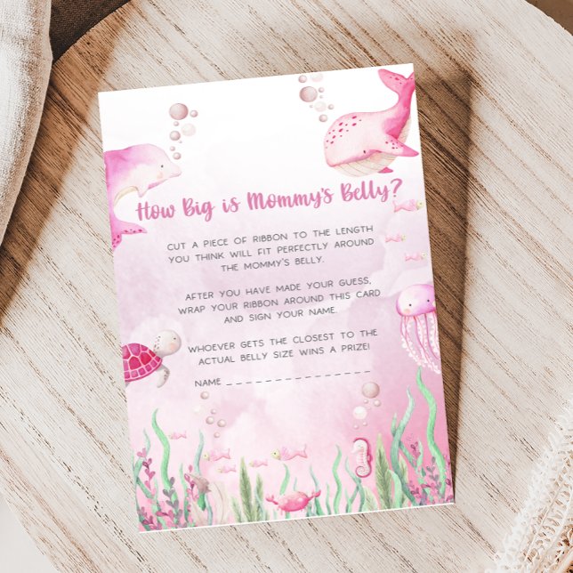 Rosa Baby Shower Under the Sea Hur Stor Är Spelet (Under the Sea Baby Shower Game)