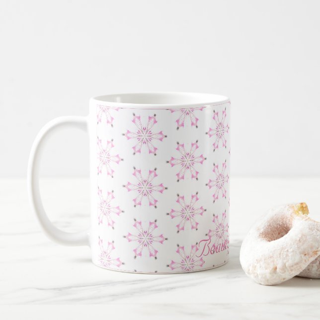 Rosa Baby Shower Vacker Flicka FlowerPattern Kaffemugg (Med munk)