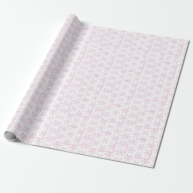 Rosa Baby Shower Vacker Flicka FlowerPattern Presentpapper (Utrullad)