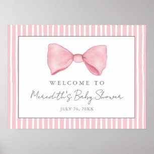 Rosa Baby Shower-välkomstskylt för bebis med roset Poster