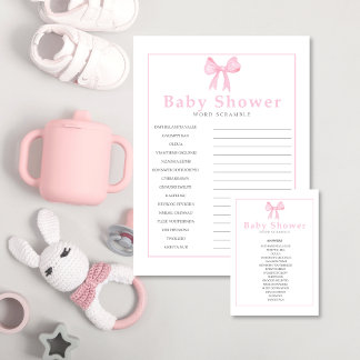 Rosa Baby Shower Word Scramble-spel – Utskrivbar Brevhuvud