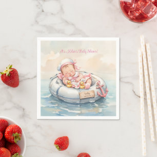 Rosa baby sjöman tjej pappersservett