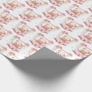 Rosa Baby Småbarn Nalle Gift Wrapping Papper Presentpapper