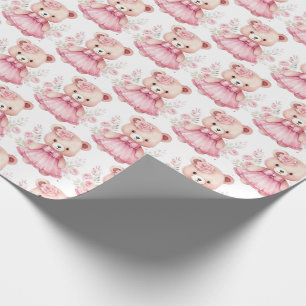 Rosa Baby Småbarn Nalle Gift Wrapping Papper Presentpapper