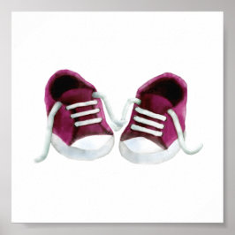 Rosa Baby Sneakers Painting Art Print, Flickans ru Poster