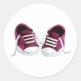 Rosa Baby Sneakers Sticker, Girl Baby Shower Märkr Runt Klistermärke