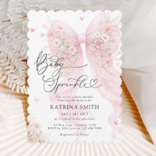 Rosa baby sprinkle blomster flicka baby shower inbjudningar