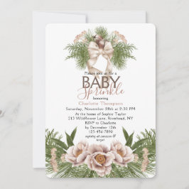  Rosa Baby Sprinkle Winter Blommigt Baby Shower Inbjudningar
