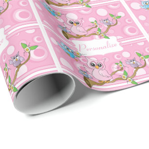 Rosa Baby Uggla Visningstema Presentpapper