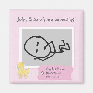Rosa Baby Ultrasound Photo Anpassningsbar Anka Mag Magnet